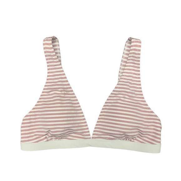 Cupshe  Padded Bikini Top Triangle Striped Ivory Blush Pink Size Large NWOT - Picture 1 of 7